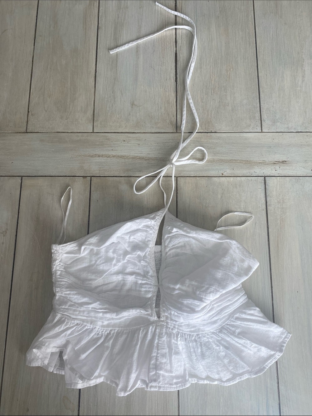 Free People White Ruffle Halter Blouse Top Small